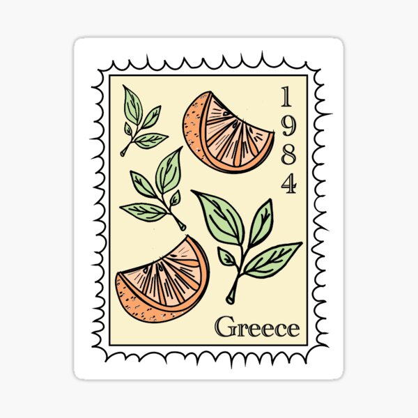 Item preview, Vintage Greek Orange Stamp Sticker designed and sold by soulluvr.