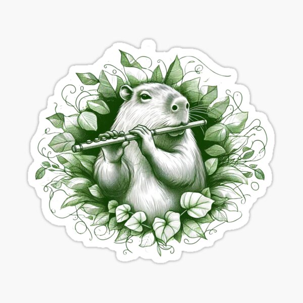 Item preview, Capybara Flute Serenade in Marshland | Whimsical Animal Art designed and sold by litchick1977.