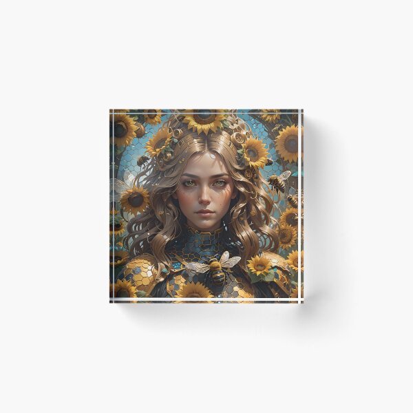Item preview, Queen bee in a maze of sunflowers. designed and sold by murielsfaith.
