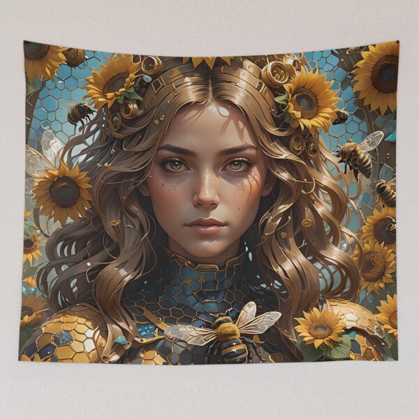 Item preview, Queen bee in a maze of sunflowers. designed and sold by murielsfaith.