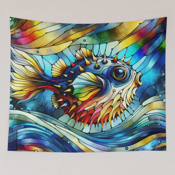 Item preview, Stained Glass Pufferfish designed and sold by foilhat.