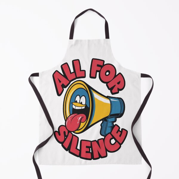 Item preview, “ALL FOR SILENCE: Vibrant Quietude” encapsulates the essence of the graphic, highlighting the ironic message of silence with a lively megaphone in bold blue, yellow, and red hues. designed and sold by SplashTastic.