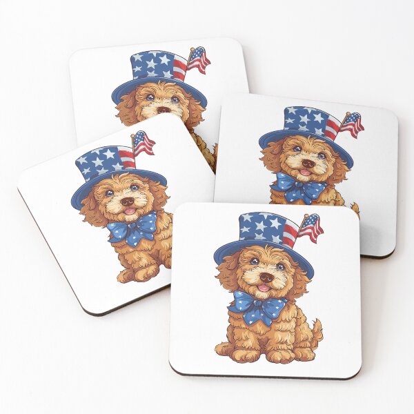 Item preview, Cute GoldenDoodle Celebrating 4th of July designed and sold by RetroPrints.