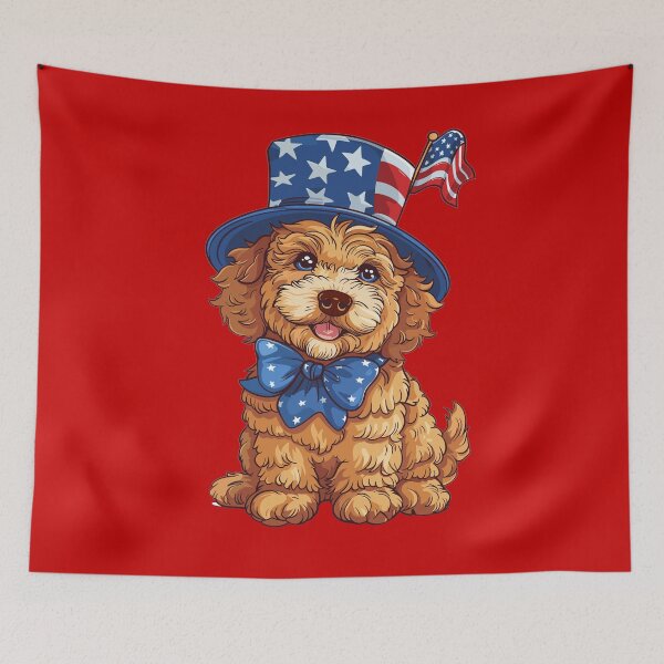 Item preview, Cute GoldenDoodle Celebrating 4th of July designed and sold by RetroPrints.