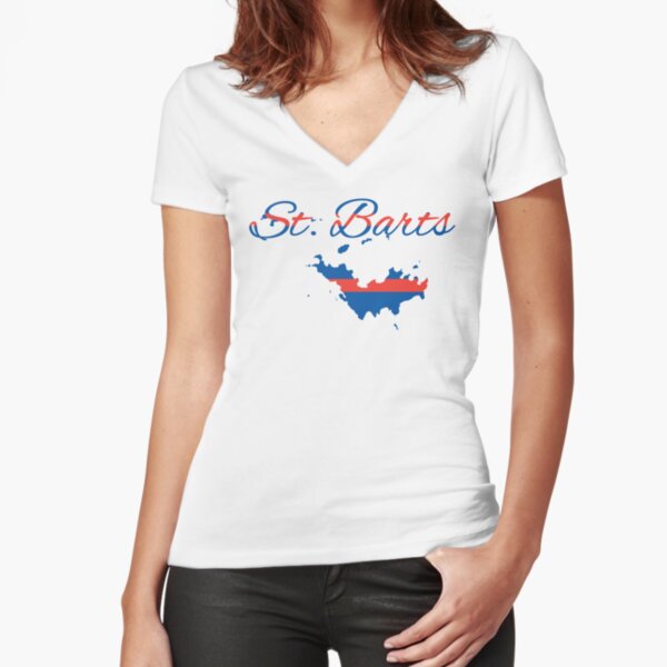 St Barthélemy, St. Barts, Souvenir, Gifts, Fitted V-Neck T-Shirt