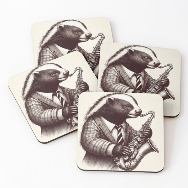 Item preview, Jazz in the Wild | Dapper Honey Badger Playing Saxophone designed and sold by litchick1977.