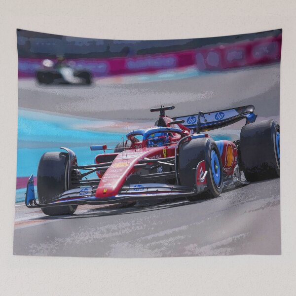 Item preview, Charles Leclerc racing his 2024 F1 car through the chicane during the Miami Grand Prix abstract designed and sold by Rodissimus1984.