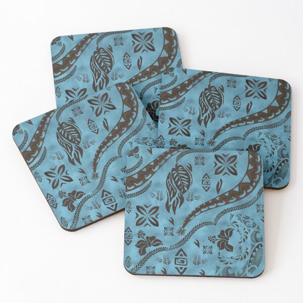 Item preview, Hawaiian Tapa Icons in Ocean Blue designed and sold by J Marielle Designs.
