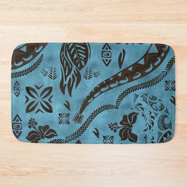 Item preview, Hawaiian Tapa Icons in Ocean Blue designed and sold by J Marielle Designs.