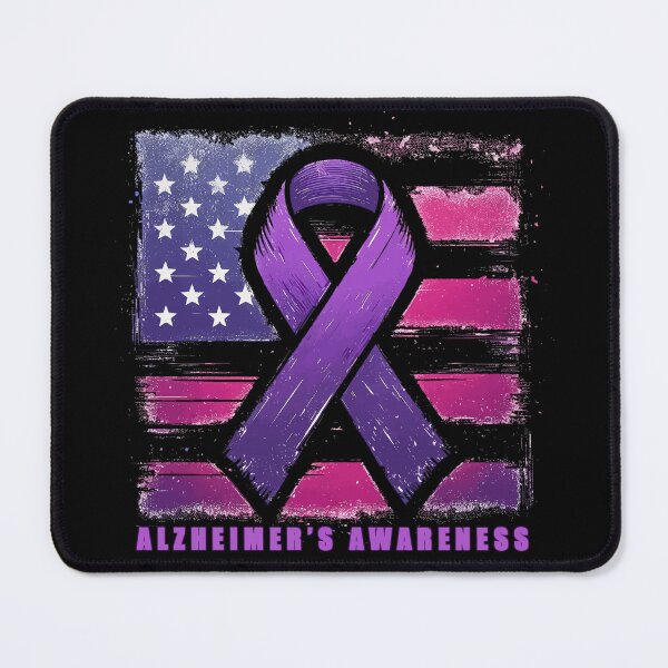 Item preview, Alzheimer Awareness Purple Ribbon American Flag designed and sold by TomFrontierArt.