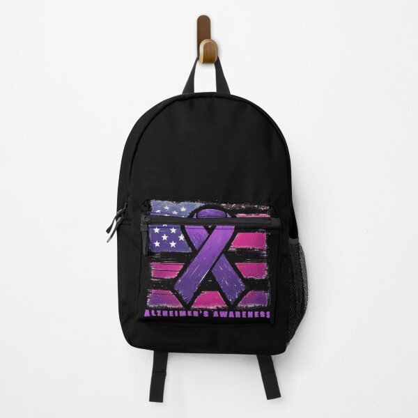 Item preview, Alzheimer Awareness Purple Ribbon American Flag designed and sold by TomFrontierArt.