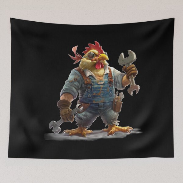 Item preview, Chicken mechanic in blue overalls designed and sold by Wiesława Smolińska.