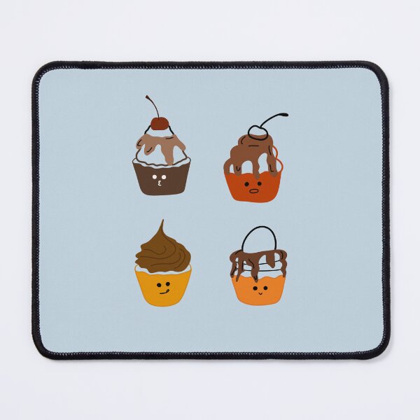 Item preview, Joyful Treats: Illustrated of Adorable Cupcakes with Toppings and Cheerful Faces | Blue Background designed and sold by RM-Journey.
