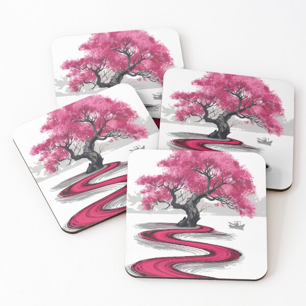 Item preview, Pink Sakura Cherry Blossoms Tree Pink River designed and sold by Iba.