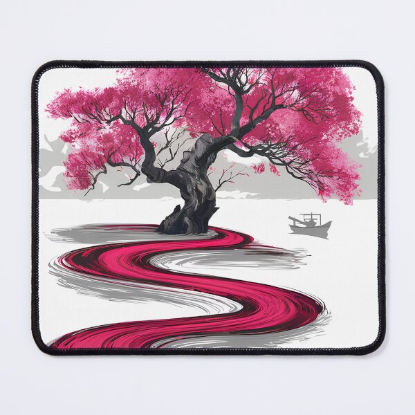 Item preview, Pink Sakura Cherry Blossoms Tree Pink River designed and sold by Iba.