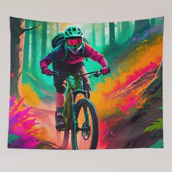 Item preview, Autumn Trails: MTB Rider Amidst Nature’s Palette designed and sold by GrizzlyCollective.