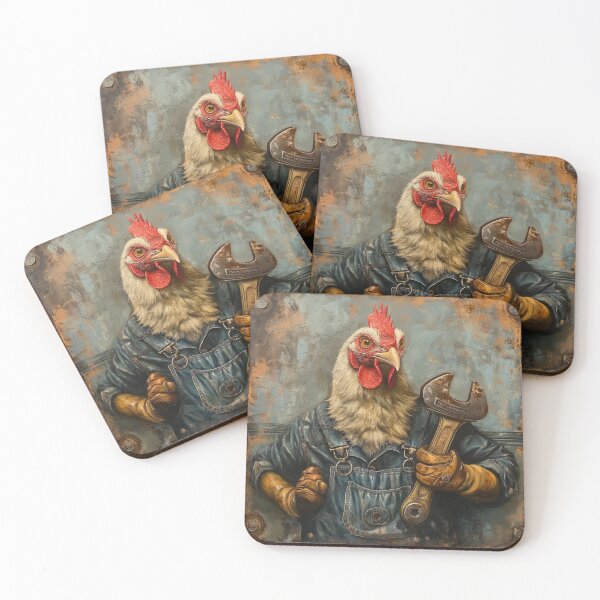 Item preview, Chicken mechanic in blue overalls II designed and sold by Wiesława Smolińska.