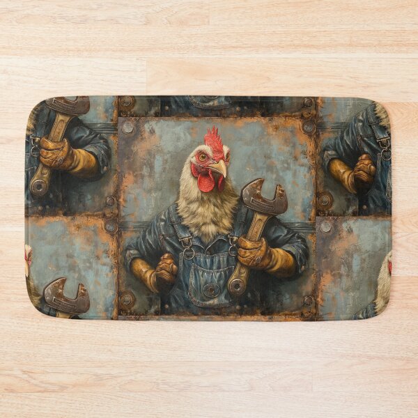 Item preview, Chicken mechanic in blue overalls II designed and sold by Wiesława Smolińska.