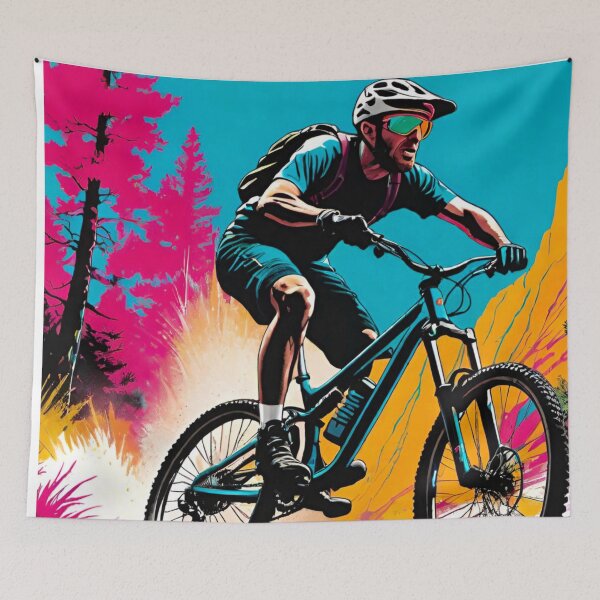 Item preview, Summer Ripper: Colorful Mountain Biker in Action designed and sold by GrizzlyCollective.