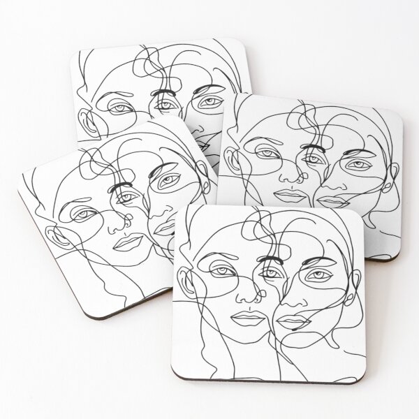 Item preview, A stunning minimalist, monochrome ink drawing portrays two womens designed and sold by 123ks.