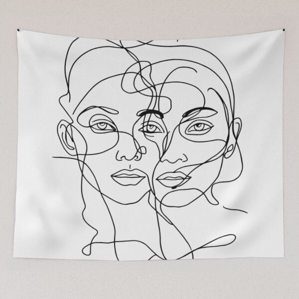 Item preview, A stunning minimalist, monochrome ink drawing portrays two womens designed and sold by 123ks.
