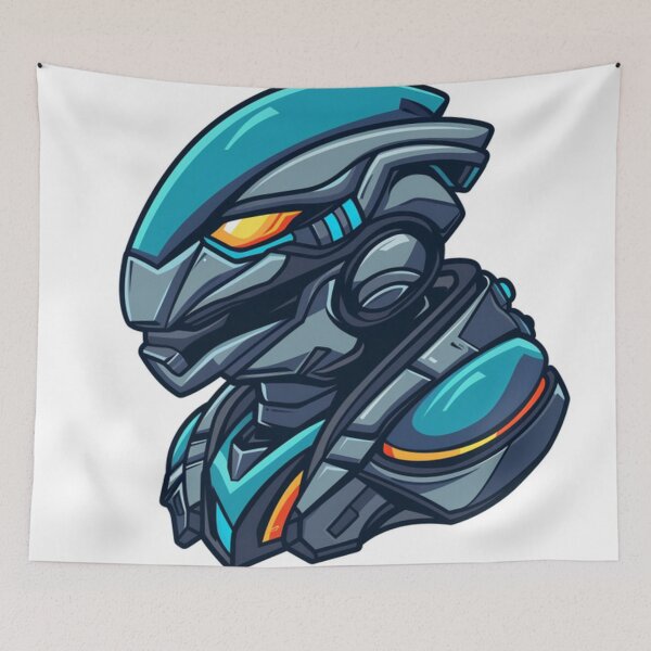 Item preview, blue alosaurus cyborg mecha illustration designed and sold by asep sarifudin.