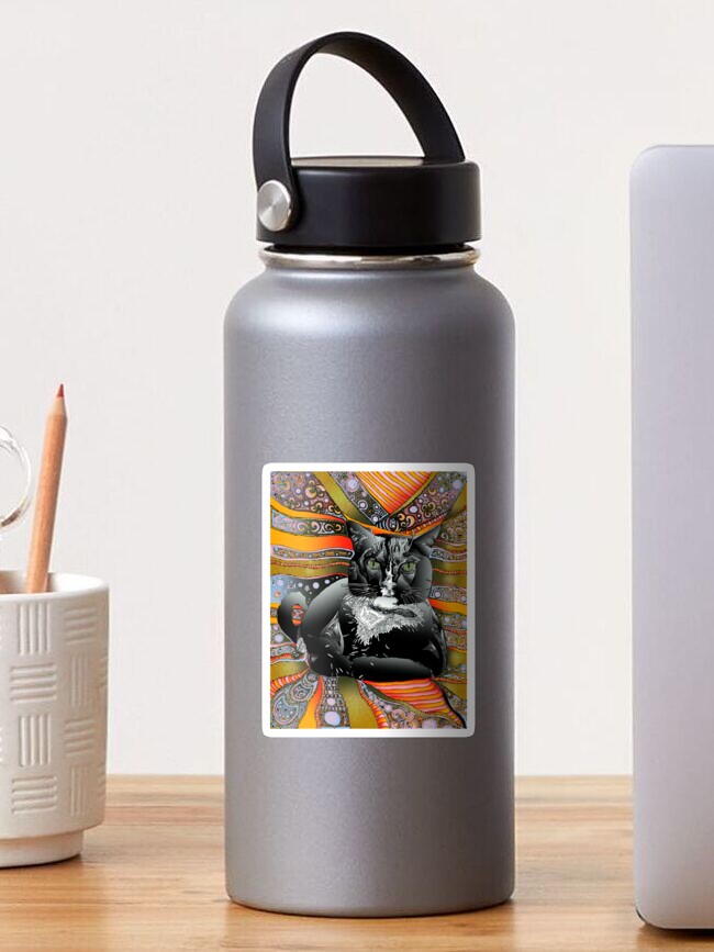 Thumbnail 1 of 3, Sticker, Bean - Psychedelic Pet Portrait designed and sold by NicMicVic.