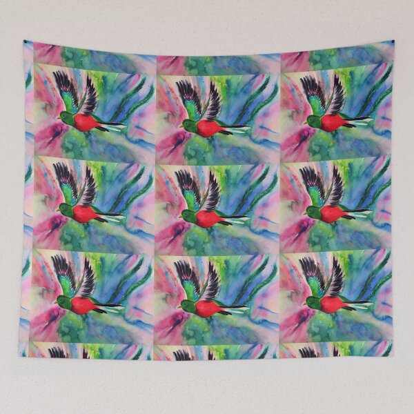 Item preview, Colorful Flying Quetzal Watercolor Painting designed and sold by julyperson.