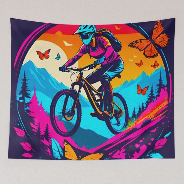 Item preview, Mountain Fury: Female MTB Dynamo Tears Up the Trail designed and sold by GrizzlyCollective.