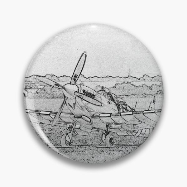 Item preview, Segunda Guerra Mundial, Arte de aviones Spitfire, Aviones antiguos, Boceto digital en blanco y negro designed and sold by stuyclarkey.