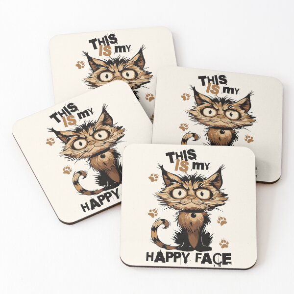Item preview, This IS My Happy Face - Grumpy Funny Cat Humor Gift designed and sold by InkyGenies.