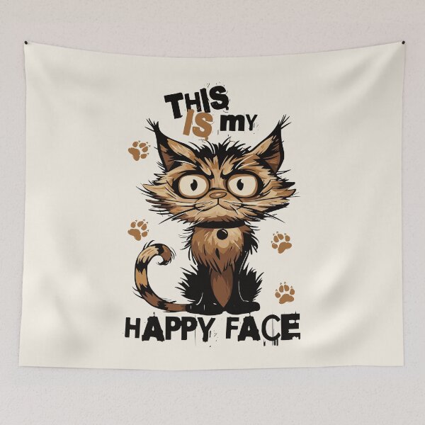 Item preview, This IS My Happy Face - Grumpy Funny Cat Humor Gift designed and sold by InkyGenies.