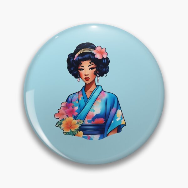 Item preview, mixed girl in blue kimono  designed and sold by Cosmicreations1.