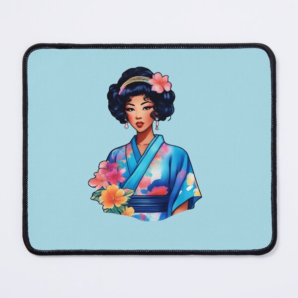 Item preview, mixed girl in blue kimono  designed and sold by Cosmicreations1.