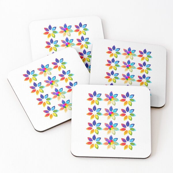 Item preview, Abstract Floral Print - Joyful, uncomplicated, contemporary rainbow flowers designed and sold by AmazingHisLove.