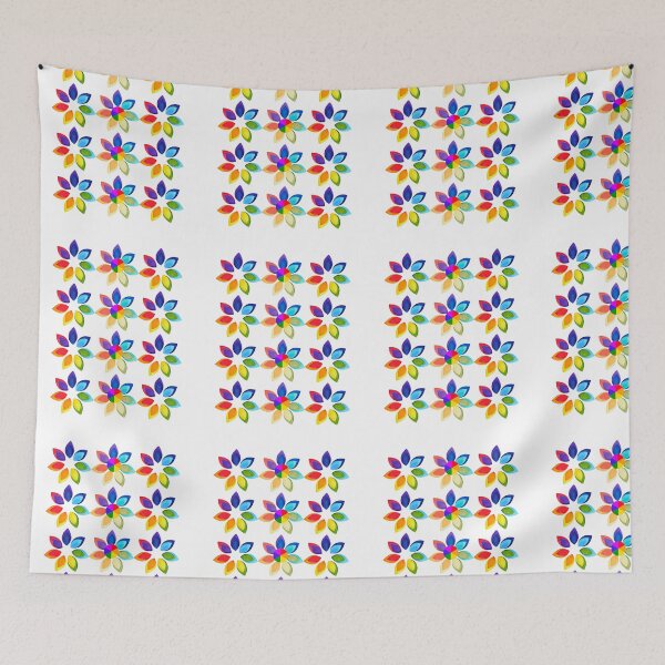 Item preview, Abstract Floral Print - Joyful, uncomplicated, contemporary rainbow flowers designed and sold by AmazingHisLove.