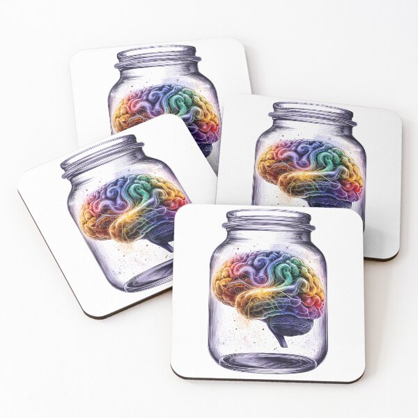Item preview, Colorful Neurodivergent Brain in a Jar, Artistic Neuroscience Decal, Creative Mind Vinyl, Laptop and Journal Sticker, Psychologist Gift, Study Aid in a  designed and sold by WatermelonPink.
