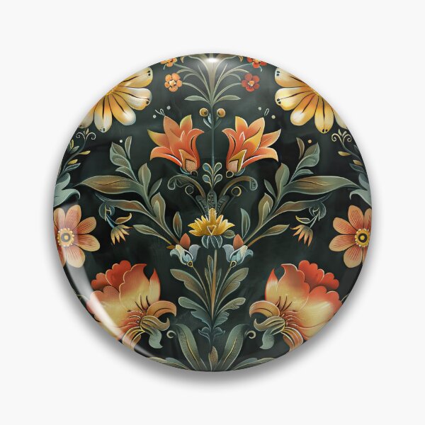 Item preview, Beautiful Traditional Rosemaling Art on Forest Green Background designed and sold by thaneydesign.