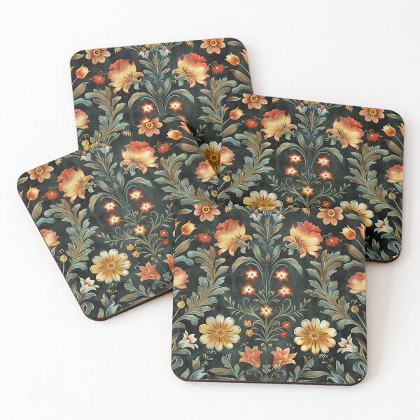 Item preview, Beautiful Traditional Rosemaling Art on Forest Green Background designed and sold by thaneydesign.