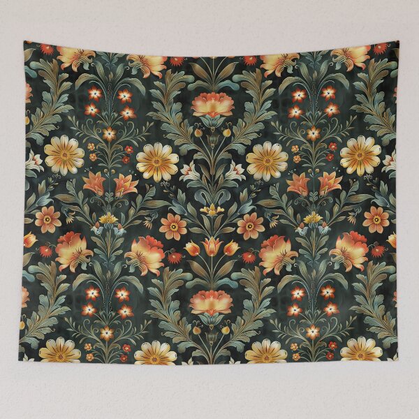 Item preview, Beautiful Traditional Rosemaling Art on Forest Green Background designed and sold by thaneydesign.
