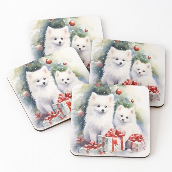 Item preview, American Eskimo Puppies with Christmas Tree designed and sold by Samuelsboro.