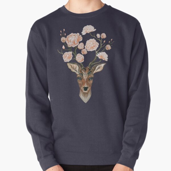Deer and Peonies Pullover Sweatshirt