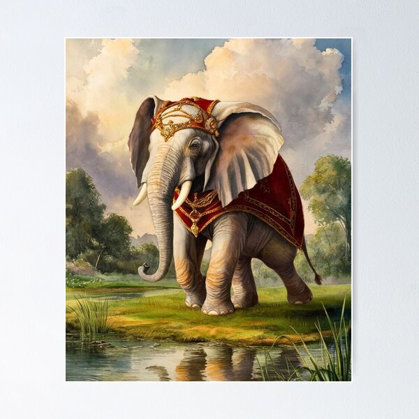 Item preview, Elephant Portrait. Elephant painting, wild elephant, vintage elephant, Leonardo da Vinci style designed and sold by ElephantVibes.