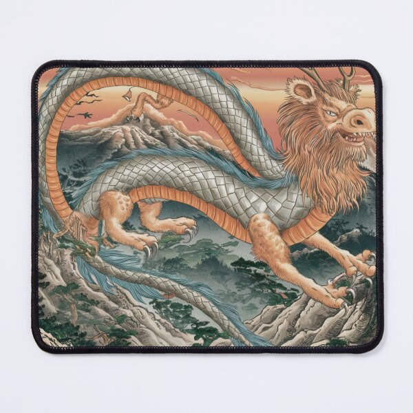 Item preview, Mythological Japanese dragon, titan soaring over mountains and trees in a traditional Japanese designed and sold by Titan33.