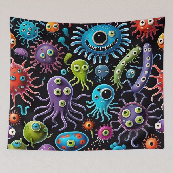 Item preview, Funny Microbes And Bacteria Pattern designed and sold by TheArtOfPat.