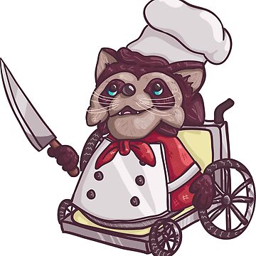 Artwork thumbnail, Overcooked Wheelchair Raccoon Chef by Katy Ray