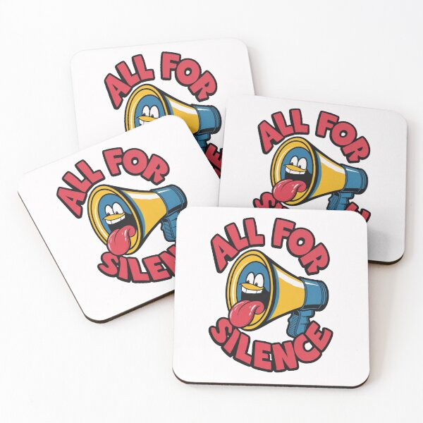 Item preview, “ALL FOR SILENCE: Vibrant Quietude” encapsulates the essence of the graphic, highlighting the ironic message of silence with a lively megaphone in bold blue, yellow, and red hues. designed and sold by SplashTastic.