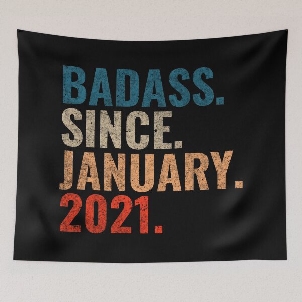 Item preview, Badass since January 2021 Vintage 2021 birthday gift distress design designed and sold by Teelogic.