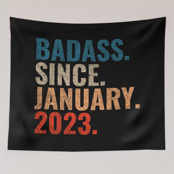 Item preview, Badass since January 2023 Vintage 2023 birthday gift distress design designed and sold by Teelogic.