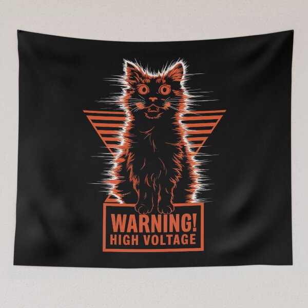 Item preview, Electrifying Cat Warning High Voltage Funny Cat Lover designed and sold by Quirky Shirts.